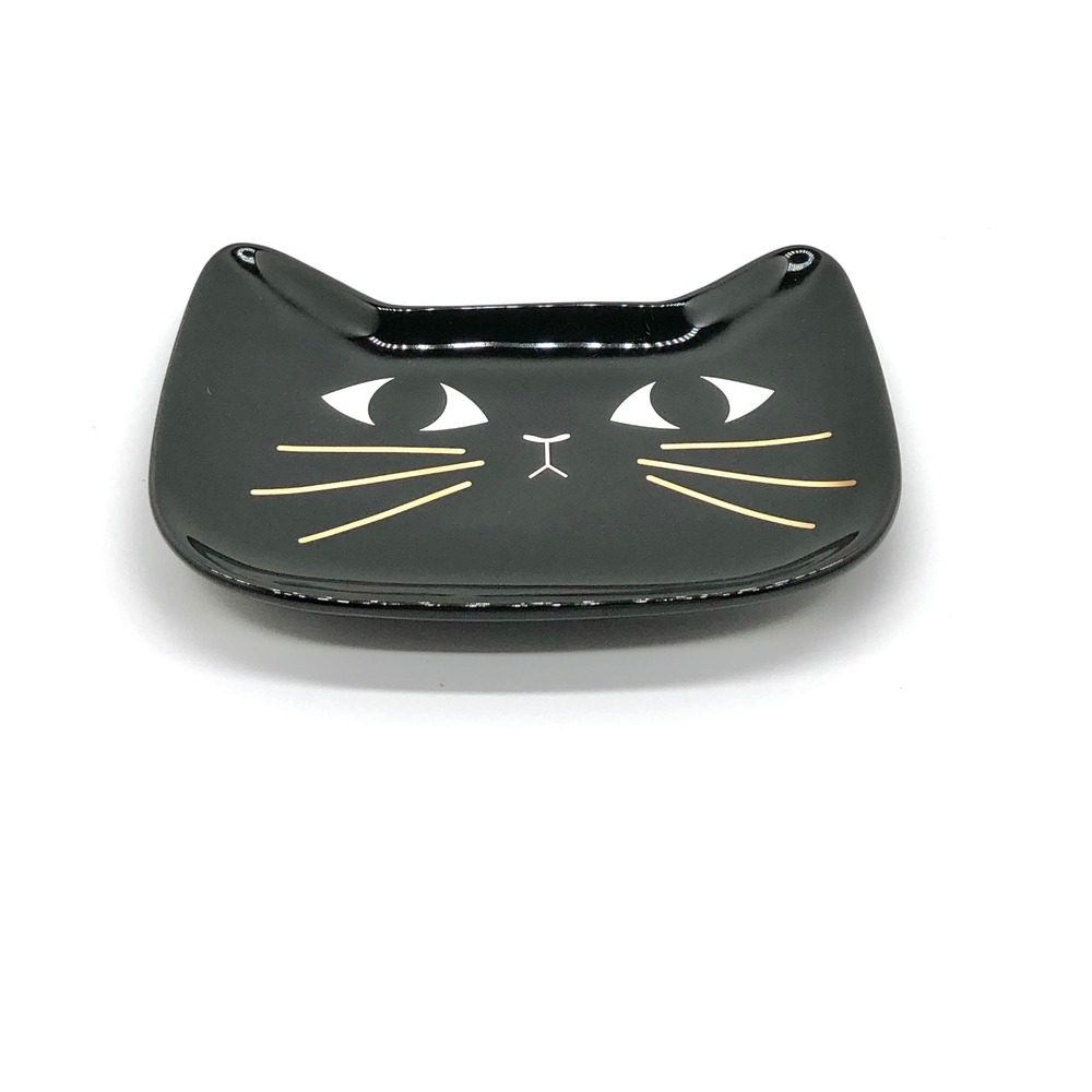 X&O Paper Goods C.R. Gibson Black Cat Ceramic Trinket Dish Jewelry Tray 5.25in